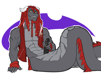 5_fingers abs anthro apode black_body black_penis black_skin clothed clothing dreadlocks erection fingerless_gloves fingers genitals gloves hair handwear holding_penis horn humanoid_genitalia humanoid_penis jacket legless looking_at_viewer male muscular muscular_male open_clothing open_jacket open_topwear penis red_hair serpentine simple_background solo topwear vein vest yellow_eyes faint asian_mythology east_asian_mythology mythology knux_(maestroknux) draconcopode dragon eastern_dragon mythological_creature mythological_scalie naga reptile scalie snake