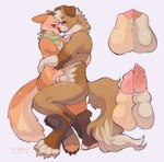 anatomically_correct anatomically_correct_genitalia anatomically_correct_penis animal_genitalia animal_penis anthro arm_tuft balls balls_touching blush bodily_fluids brown_body brown_ears brown_fur brown_legs brown_tail canine_genitalia canine_penis cheek_tuft claws cutaway dig duo elbow_tuft erection eyewear facial_tuft feet floppy_ears frottage fur genital_fluids genitals glasses green_kerchief green_neckerchief grey_claws hug kerchief knot knot_in_sheath male male/male neck_tuft neckerchief neckwear orange_body orange_fur pattern_kerchief pattern_neckerchief pawpads paws penile penis penis_tip pink_fingers pink_pawpads pink_penis precum sex sheath sheath_frottage side_view simple_background tail tan_sheath tan_tail text toe_claws toeless_(marking) tuft two_tone_tail white_background birdpaw_(artist) canid canine canis domestic_dog mammal 2022 artist_name digital_media_(artwork) hi_res