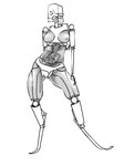 bone female full_body_view genitals long_legs machine mask nude organs skull skull_mask solo translucent udontseeme2403 android_prototype_001 android humanoid robot robot_humanoid 3:4 hi_res monochrome