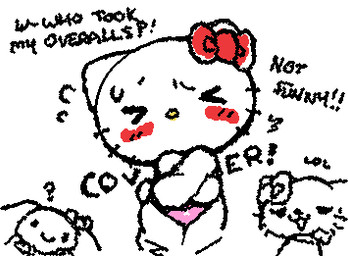 >_< ambiguous_anthro ambiguous_gender anthro biped black_text blush bow_(feature) bow_ribbon chibi closed_smile clothed clothed_ambiguous clothed_anthro clothing covering covering_self crossed_arms emanata embarrassed exclamation_point eyes_closed featureless_hands group laugh mouth_closed mouthless open_mouth open_smile panties pink_clothing pink_panties pink_underwear question_mark red_blush red_ribbon ribbons short_tail smile solo_focus squigglevision standing stuttering tail text trio underwear whiskers white_ears yellow_nose ligma_(artist) cinnamoroll hello_kitty_(series) sanrio cinnamon_(cinnamoroll) frido_(hello_kitty) hello_kitty_(character) canid canine canis domestic_cat domestic_dog felid feline felis mammal 2025 animated digital_media_(artwork) english_text low_res spot_color wigglypaint_(artwork) female_(lore) male_(lore)