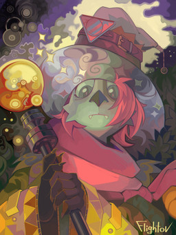 abstract_background anthro clothing fangs hat headgear headwear holidays looking_at_viewer magic_user magic_wand male night scarf solo teeth witch witch_hat flightov halloween midnight_flight_(character) bat mammal 3:4 hi_res