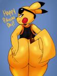 anthro anthrofied big_butt black_outline butt eyewear hand_on_butt holding_butt huge_butt looking_at_viewer looking_back male naughty_face outline pokemorph rear_view simple_background smile smirk solo standing sunglasses tail text yellow_body yellow_butt yellow_ears yellow_tail nathanatwar nintendo pokemon big_booty_pikachu fan_character generation_1_pokemon mammal mouse murid murine pikachu pokemon_(species) rodent 3:4 digital_media_(artwork) hi_res portrait three-quarter_portrait