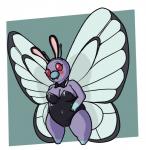 antennae_(anatomy) anthro anthrofied big_breasts blush border bow_(feature) bow_tie breasts bunny_costume camel_toe clothed clothing compound_eyes costume curvy_figure eyelashes fake_ears fake_rabbit_ears featureless_feet feet female fully_clothed insect_wings non-mammal_breasts overweight overweight_anthro overweight_female pokemorph short_stack simple_background solo thick_thighs voluptuous white_border wings naughtysableye nintendo pokemon arthropod butterfly butterfree generation_1_pokemon insect lepidopteran pokemon_(species) hi_res