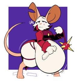 3_toes anthro barefoot belly big_belly digitigrade feet female fur huge_belly huge_hips huge_thighs hyper hyper_belly laboratory_equipment laboratory_glassware notched_ear overweight overweight_anthro overweight_female paws scientific_instrument solo test_tube thick_thighs toes weapon whip white_body white_fur wide_hips boot_(artist) mina_the_hollower yacht_club_games mina_(mina_the_hollower) mammal mouse murid murine rodent 2026