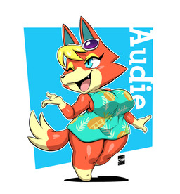 anthro big_breasts blue_eyes blush blush_stickers breasts chibi clothing dress eyewear eyewear_on_head female food_print looking_aside one_eye_closed open_mouth open_smile pupils shortstack simple_background smile solo sunglasses sunglasses_on_head text thick_thighs wide_hips wink joaoppereiraus animal_crossing nintendo audie_(animal_crossing) canid canine canis mammal red_wolf wolf absurd_res digital_media_(artwork) english_text hi_res