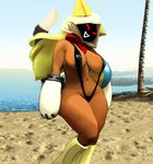 ball beach beach_ball big_breasts bikini blonde_hair breasts brown_body brown_skin clothed clothing dark_body dark_skin dipstick_tail female hair hood inflatable legwear long_hair markings mostly_nude multicolored_tail navel one-piece_swimsuit palm_tree plant red_eyes sand seaside shadow_face side_boob skimpy sling_bikini smile solo standing swimwear tail tail_markings tan_body tan_clothing tan_hood tan_skin thick_thighs tree two-piece_swimsuit water wide_hips ahoeforcoffee arc_system_works blazblue taokaka animal_humanoid cat_humanoid felid felid_humanoid feline feline_humanoid humanoid kaka_(blazblue) mammal mammal_humanoid 2020 digital_media_(artwork) digital_painting_(artwork) hi_res