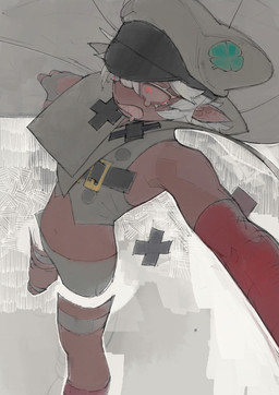 ambiguous_gender belt bodily_fluids bottomwear cape clothing clover_(plant) clover_leaf crop_top dark_body dark_skin drooling fingerless_gloves flat_chested four_leaf_clover gloves hair handwear hat headgear headwear high-angle_view hotpants leaf midriff plant pointy_ears red_eyes saliva sharp_teeth shirt short_hair shorts sleeveless_shirt slim solo tears teeth topwear white_hair a_4_k_a unnamed_character elf humanoid digital_media_(artwork) digital_painting_(artwork) hi_res painting_(artwork)