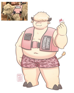 anthro belly bottomwear camo camo_bottomwear camo_clothing camo_pants camo_print clothing fur hair hair_over_eyes male navel overweight overweight_anthro overweight_male pants pattern_bottomwear pattern_clothing pattern_pants pink_bottomwear pink_clothing pink_pants pink_topwear pink_vest solo topwear vest white_body white_fur white_hair malvyper bovid bovine cattle mammal 2024 hi_res reference_image