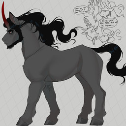 antlers asking asking_another asking_what beard black_mane black_tail dialogue duo eyebrows facial_hair feral fur grey_body grey_fur hooves horn inner_ear_fluff male mane number question red_eyes solo speech_bubble tail talking_to_another text thick_eyebrows time_period tuft ghoulhowls friendship_is_magic hasbro my_little_pony mythology discord_(mlp) king_sombra_(mlp) chimera draconequus equid equine mammal mythological_creature mythological_equine unicorn english_text hi_res multiple_images