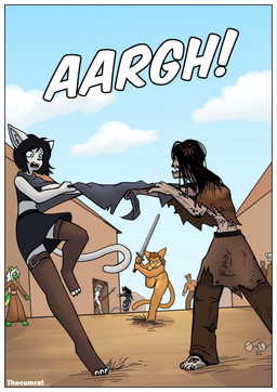 angry anthro black_clothing black_hair blue_eyes border bottomwear breasts brown_body brown_clothing brown_fur brown_hair building clothed clothing clothing_pull crop_top crowd detailed_background eyewear fantasy female fight fur glasses gloves gloves_only green_body grey_body grey_fur group hair handwear handwear_only horn inside legwear long_hair looking_at_another male melee_weapon mostly_nude mostly_nude_anthro mostly_nude_female nipples nude nude_anthro nude_female open_mouth pants partially_clothed polearm ponytail public public_nudity robe running scared screaming shirt skirt smile spear standing surprised sword tail teeth text thigh_highs topwear torn_clothing weapon white_body white_border white_fur white_hair thecumrat mythology koshra sylvia_(thecumrat) tasmin bear canid canine dragon eastern_dragon felid feline fox mammal mythological_creature mythological_scalie scalie undead zombie absurd_res comic english_text hi_res story