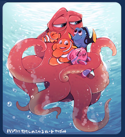 blue_body blue_eyes blush blush_lines bubble eye_bags female feral freckled_face freckles group group_hug hug hugging_another machine male orange_body orange_eyes pink_body purple_eyes tear_trough tentacles text underwater water young ichthy0stega disney finding_dory finding_nemo pixar dory_(finding_nemo) hank_(finding_dory) marlin_(finding_nemo) nemo_(finding_nemo) searider_(finding_nemo) acanthurid aquatic clownfish fish giant_pacific_octopus pomacentrid regal_tang robot robot_feral 2017 hi_res japanese_text translation_request