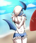 anthro beach clothing femboy male seaside solo summer kyubimaru nintendo pokemon absol generation_3_pokemon pokemon_(species) 5:6 absurd_res hi_res portrait three-quarter_portrait