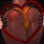 anthro black_background black_fingers brown_body brown_fur butt butt_shot clothing female fur glowing_heart heart_symbol holding_heart holding_object lace orange_clothing orange_panties orange_underwear panties scut_tail short_tail simple_background solo spank_marks tail tan_body tan_fur underwear avinz nintendo pokemon mya_the_pokegirl animal_humanoid generation_6_pokemon humanoid lagomorph lagomorph_humanoid mammal mammal_humanoid mega_evolution mega_lopunny pokemon_(species) 1:1 animated low_res short_playtime