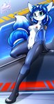 anthro areola blue_eyes blue_hair breasts clothing dipstick_tail eyelashes female fingers genitals hair markings navel nipples pussy solo tail tail_markings cjweasle nintendo star_fox krystal_(star_fox) canid canine fox mammal 2023 absurd_res digital_media_(artwork) hi_res