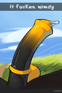 animal_genitalia animal_penis anthro bodily_fluids cloud equine_genitalia equine_penis genital_fluids genitals grass male penis plant precum solo wind yellow_penis jarlium it_fucken_wimdy snapchat hi_res meme