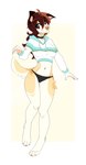 4_toes 5_fingers anthro breasts brown_eyes brown_hair clothed clothing eyebrows eyelashes feet female fingers hair midriff navel solo toes wolflady danika_(wolflady) canid canine canis domestic_dog mammal 2022 digital_media_(artwork)