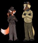 angry anthro british duo female german male simple_background transparent_background world_war_2 turtlepaws rena_the_vixen uristmcderp canid canine equid equine fox horse mammal alpha_channel