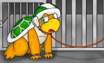 bars bodily_fluids collar crawl crawling cuff_(restraint) dungeon feet forced handcuffs leash male metal_cuffs prison prisoner restraints sex_slave shackles slave tears stargalaxy mario_bros nintendo hammer_bro koopa scalie digital_media_(artwork) hi_res