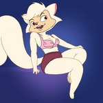 anthro bottomwear bra clothing female fur high_waisted_bottomwear high_waisted_panties panties sitting solo underwear white_body white_fur smekbo third-party_edit cats_don't_dance warner_brothers sawyer_(cats_don't_dance) domestic_cat felid feline felis mammal 1:1 2021