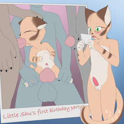 abdominal_bulge age_difference animal_genitalia animal_penis anthro blush canine_genitalia canine_penis erection feline_genitalia feline_penis fur genitals green_eyes herm humanoid_genitalia humanoid_penis humanoid_vulva intersex intersex/male male maleherm neonate penetration penile_spines penis polaroid_photo pupils questionable_consent sackless sheath size_difference slim_maleherm slit_pupils tan_body tan_fur vaginal vaginal_penetration vulva young young_anthro young_intersex young_maleherm younger_penetrated jm-luxro secret_photo_challenge shugunou felid feline felis mammal sand_cat 1:1