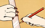 4_fingers anthro clawed_fingers colored_pencil disembodied_hand drawing fingers humor paws pencil_(object) red_pencil ruler solo ishikisatie 16:10 hi_res widescreen