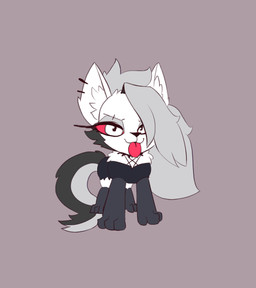 black_bottomwear black_clothing black_crop_top black_shirt black_shorts black_topwear blep bottomwear clothed clothed_female clothed_feral clothing crop_top digitigrade ear_piercing feet female feral feralized fluffy fluffy_tail front_view fur grey_background grey_body grey_fur grey_hair hair inner_ear_fluff long_hair looking_at_viewer piercing quadruped red_sclera shirt shorts simple_background solo tail toes tongue tongue_out topwear tuft white_eyes alexsavenije hellaverse helluva_boss mythology loona_(helluva_boss) canid canid_demon canine demon hellhound mammal mythological_canine mythological_creature colored hi_res