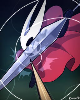 ambiguous_gender anthro attack biped black_body black_eyes cloak clothing duo empty_eyes fight fingers first_person_view gradient_background holding_melee_weapon holding_object holding_sword holding_weapon hornet's_needle logo melee_weapon motion_lines mouthless parry red_cloak red_clothing reflection silk simple_background solo_focus sword text weapon white_body white_text cuchuflin hollow_knight:_silksong hollow_knight_(franchise) team_cherry hornet_(hollow_knight) phantom_(hollow_knight:_silksong) arthropod humanoid 2026 artist_logo artist_name dated digital_drawing_(artwork) digital_media_(artwork) english_description english_text hi_res female_(lore)