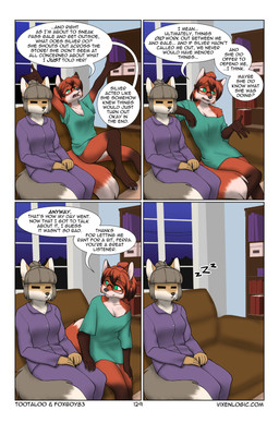 anthro border bottomwear breasts cheek_tuft clothed clothing dialogue duo eyewear facial_tuft female fur furniture glasses hair humor markings open_mouth pants ponytail red_body red_fur red_hair shirt shorts sitting sleeping smile sofa speech_bubble tail teeth text topwear tuft wearing_glasses white_border foxboy83 tootaloo vixen_logic ferra_(vixen_logic) red_(vixen_logic) canid canine fox mammal red_fox tibetan_sand_fox true_fox comic digital_media_(artwork) english_text hi_res url
