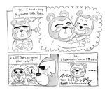 anthro blush clothing eyes_closed facial_hair group male mustache shirt text topwear mike_cubes animal_crossing nintendo anchovy_(animal_crossing) ike_(animal_crossing) poko_(animal_crossing) avian bear bird mammal 2020 comic english_text monochrome father_(lore) father_and_child_(lore) father_and_son_(lore) parent_(lore) parent_and_child_(lore) parent_and_son_(lore) son_(lore)