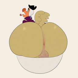 anthro anus balls big_butt butt butt_focus feathers genitals half_naked huge_butt looking_back male sitting solo tail scottdeer alice_in_wonderland dodo_(alice_in_wonderland) avian bird columbid dodo recently_extinct_species 1:1 hi_res