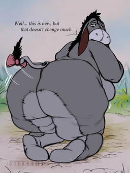 anthro big_breasts big_butt black_eyes black_hair bow_tie breasts butt crossgender dialogue female female_anthro forest fur grey_body grey_fur hair huge_butt long_ears long_hair looking_at_butt mature_anthro mature_female outside overweight overweight_anthro overweight_female pin_tail pink_bow_tie plant plushie pose sad shaking_butt solo speech_bubble stitch_(sewing) text tree wide_hipped_anthro wide_hipped_female wide_hips band1tnsfw disney winnie_the_pooh_(franchise) eeyore animate_inanimate asinus donkey equid equine living_plushie mammal 3:4 absurd_res digital_drawing_(artwork) digital_media_(artwork) english_text hi_res pinup portrait
