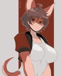 ahoge anthro biped black_clothing black_jacket black_nose black_topwear breasts chest_tuft clothed clothed_anthro clothed_female clothing ears_up eyebrows eyelashes eyewear female female_anthro fur glasses glistening glistening_clothing glistening_topwear grey_text hair hair_between_eyes jacket looking_at_viewer monotone_text mouth_closed multicolored_body multicolored_clothing multicolored_fur multicolored_topwear round_glasses short_hair simple_background small_nose solo topwear tuft two_tone_body two_tone_clothing two_tone_fur two_tone_jacket two_tone_topwear white_clothing reksukoy mila_croix_(nofacelord) canid mammal 2023 artist_name half-length_portrait hi_res portrait