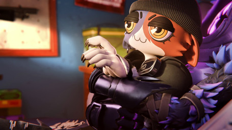 anthro bed duo female female/female furniture hug hugging_another hugging_from_behind lying on_back relaxing sleeping miphidrill sound_warning epic_games fortnite meow_skulls raven_team_leader 16:9 animated hi_res huge_filesize long_playtime sound video widescreen