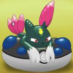 feral grumpy heavy_ball inflatable looking_at_viewer lying pokeball pool_toy simple_background balloon-quilava nintendo pokemon hexatoy animate_inanimate generation_2_pokemon living_inflatable pokemon_(species) sneasel 1:1 digital_media_(artwork) hi_res