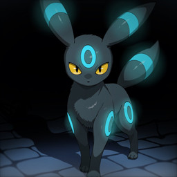 ambiguous_gender black_background black_body blue_body feral glowing glowing_markings markings ring_(marking) simple_background solo tail yellow_eyes noye nintendo pokemon eeveelution generation_2_pokemon pokemon_(species) shiny_pokemon umbreon 1:1 2025 digital_drawing_(artwork) digital_media_(artwork) hi_res