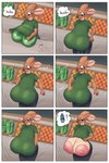 5_fingers 6_panel_comic absurd_res amused anthro areola big_areola big_breasts big_nipples black_clothing black_leggings black_legwear breast_expansion breast_squish breasts brown_body brown_fur clothing comic deer detailed_background english_text expansion female fingers food fruit fur grapefruit green_clothing green_shirt green_topwear heart_symbol hi_res huge_breasts hyper hyper_breasts leggings legwear mammal melon nipple_dip nipples onomatopoeia orange_(fruit) pink_areola pink_nipples plant sagging_breasts sally_(somekindofsnake) shaded shirt signature solo somekindofsnake sound_effects squish store surprise text thought_bubble topwear watermelon