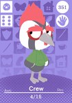 2_toes amiibo_card anthro beak birthday black_body black_eyes black_feathers bottomless card card_template clothed clothing eyebrows feathers feet green_clothing green_hoodie green_topwear grey_beak hoodie hoodie_only male red_feather_hair solo style_emulation text thick_eyebrows toes topwear topwear_only white_body white_feathers mospy_(artist) animal_crossing nintendo crew_(anti_dev) avian bird picid pileated_woodpecker woodpecker english_text hi_res lineless