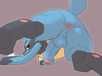 anthro anus backsack balls biped black_body black_eyebrows black_fur black_markings blue_balls blue_body blue_fur blue_penis blue_tail blush blush_lines butt chest_spike erection eyebrows facial_markings feet fingers foreskin fur genitals glans glistening glistening_eyes hand_spike head_markings humanoid_genitalia humanoid_penis looking_at_viewer looking_back looking_back_at_viewer looking_through looking_through_legs looking_through_legs_at_viewer male male_anthro markings mask_(marking) multicolored_body multicolored_fur neck_tuft nude nude_anthro nude_male partially_retracted_foreskin penis pink_anus pink_glans red_eyes simple_background solo spikes spikes_(anatomy) tail toes tuft yellow_body yellow_fur pu_sukebe nintendo pokemon canid canine generation_4_pokemon lucario mammal pokemon_(species) 2020 4:3 digital_drawing_(artwork) digital_media_(artwork)