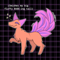 9_tails ambiguous_gender feral fur happy leaf leaf_tail multi_tail orange_body orange_fur paws purple_body purple_fur purple_tail raised_paw smile solo star_symbol tail tail_motion tailwag text ashblondekittyy deltarune undertale_(series) canid canine fox mammal netskie english_text