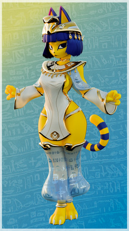 accessory anthro blue_hair blue_nose claws clothing egyptian egyptian_clothing egyptian_headdress female fur gold_(metal) gold_jewelry hair jewelry looking_at_viewer makeup mascara modelling short_hair usekh yellow_body yellow_fur warfaremachine warfaremachine_(modeler) animal_crossing nintendo ankha_(animal_crossing) warfare_ankha domestic_cat felid feline felis mammal 3d_(artwork) absurd_res blender_(artwork) digital_media_(artwork) hi_res