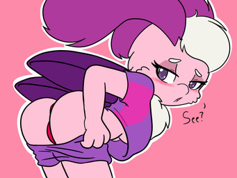 antennae_(anatomy) anthro blush breasts butt clothed clothing female hair looking_at_viewer non-mammal_breasts outline panties presenting presenting_hindquarters simple_background solo underwear wings shinkaku aeolis_tournament animal_humanoid arthropod arthropod_humanoid humanoid insect insect_humanoid lepidopteran lepidopteran_humanoid moth moth_humanoid 4:3 digital_media_(artwork) hi_res