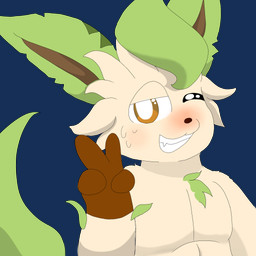 anthro bedroom_eyes blush bodily_fluids gesture hand_gesture male narrowed_eyes nude nude_male seductive smile solo sweat v_sign friedrichdeci nintendo pokemon aurelian_(hiddentruths) eeveelution generation_4_pokemon leafeon mammal pokemon_(species) 1:1 alpha_channel hi_res