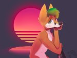 anthro countershade_face countershade_neck countershade_torso countershading male solo gooseberryjuice canid canine fox mammal digital_media_(artwork) half-length_portrait hi_res portrait shaded