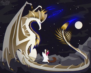duo female glowing horn magic male moon mountain night size_difference skyren_aeternis spikes wings sunny_way european_mythology hasbro my_little_pony mythology celestial_dragon dragon equid equine mammal mythological_creature mythological_equine mythological_scalie pegasus scalie western_dragon 5:4 hi_res