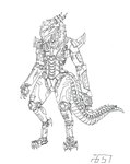 digitigrade female hair machine robotization solo tail wings frenzy657 mythology nira_(unrealcereal) dragon humanoid mythological_creature mythological_scalie robot scalie absurd_res hi_res pen_(artwork) traditional_media_(artwork)