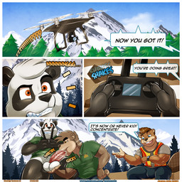 anthro anthro_on_anthro anthro_penetrated anthro_penetrating anthro_penetrating_anthro balls big_balls big_bulge big_penis blue_eyes bodily_fluids bottomless bottomless_male brown_body brown_fur bulge clenched_teeth clothed clothing collared_shirt contest cross-eyed dialogue drone_(vehicle) erection fellatio fur genitals group hand_on_balls humanoid_genitalia humanoid_penis machine male male/male male_penetrated male_penetrating male_penetrating_male mountain muscular muscular_anthro muscular_male oral orange_eyes outside_sex penetration penile penile_penetration penis polo_shirt pubes safety_vest saliva sex shirt speech_bubble tan_body tan_fur teeth text throbbing throbbing_penis topwear trio vein veiny_penis vest white_body white_fur work_uniform aaron_(artist) aiden_(aaron) justin_(aaron) bear beaver giant_panda mammal rodent ursine 2024 comic digital_media_(artwork) english_text hi_res url