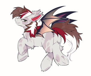 bat_wings brown_hair cute_fangs fangs fur green_eyes grey_body grey_ears grey_fur hair membrane_(anatomy) membranous_wings multicolored_hair red_hair side_view simple_background snaggle_tooth solo tail teeth white_hair white_sclera wings swaybat hasbro my_little_pony bat_pony equid equine mammal 2025 digital_media_(artwork) full-length_portrait hi_res portrait