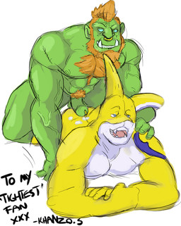 bodily_fluids clothing cum duo erection genital_fluids genital_piercing genitals green_body green_skin hair hot_dogging male male/male muscular penis penis_piercing piercing prince_albert_piercing red_hair sex speedo swimwear veiny_arms montezuma_(artist) aquatic fish humanoid orc shark 2017