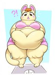 anthro belly belly_grab belly_overhang belly_rolls big_belly blush blush_lines breasts brown_hair deep_navel double_chin exclamation_point female fur glistening glistening_belly hair huge_thighs looking_down navel obese obese_anthro obese_female overweight overweight_anthro overweight_female question_mark solo surprised_expression tan_body tan_fur thick_thighs weight_conscious weight_gain robirobi animal_crossing nintendo merry_(animal_crossing) domestic_cat felid feline felis mammal hi_res