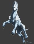 animal_genitalia balls blue_body blue_eyes blue_fur closed_sheath_slit cloven_hooves feral fully_sheathed fur genitals hooves horn male pink_sheath_slit quadruped sheath sheath_slit short_tail solo tail white_body white_fur venlightchaser rimworld alien thrumbo absurd_res hi_res